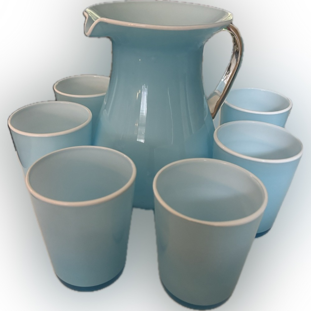 Two’s Company Elegant Blue Pitcher & Glass Set from there Garden Cottage 6553.